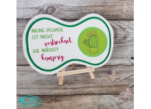Stickdatei ITH - Mug Rug Spruch "Meine Pflanze ist nicht vertrocknet."